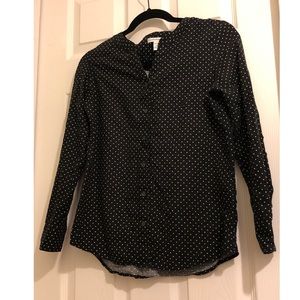 Polka-dot Black button-down blouse shirt